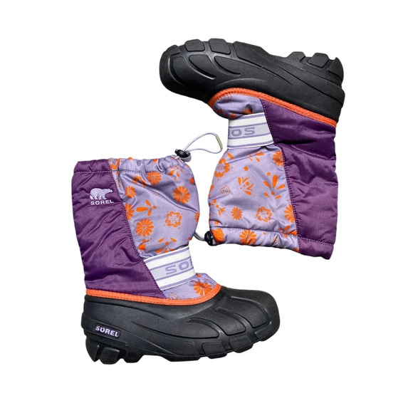 Sorel winter boots purple pattern girls lined size 4 - Picture 1 of 7